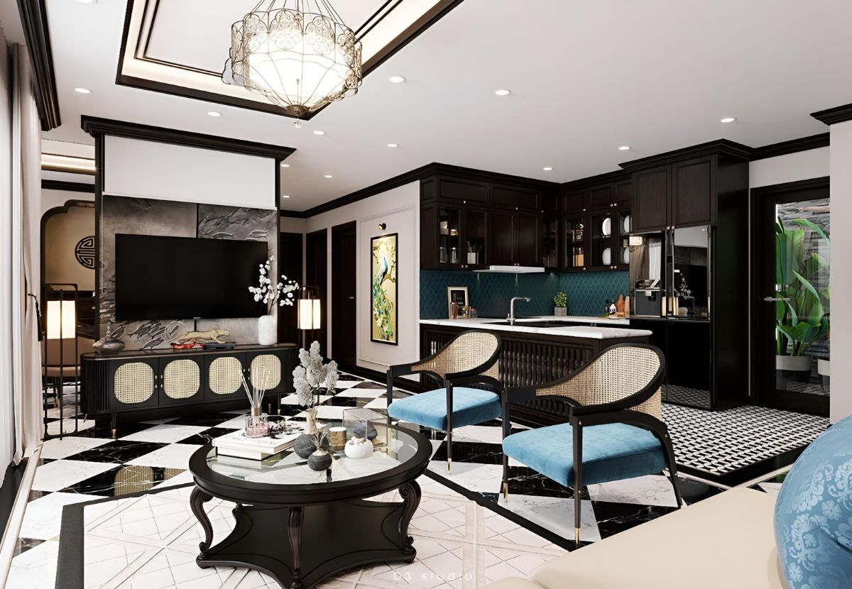 Phòng khách phong cách Indochine