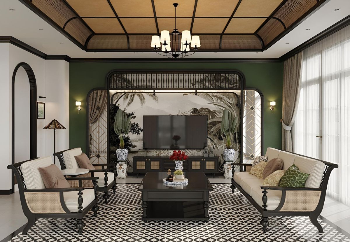 Phòng khách phong cách Indochine