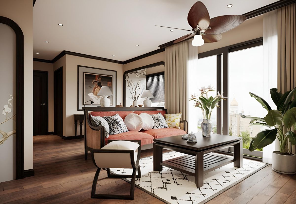 Phòng khách phong cách Indochine