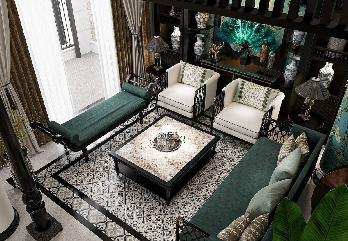 Phòng khách phong cách Indochine