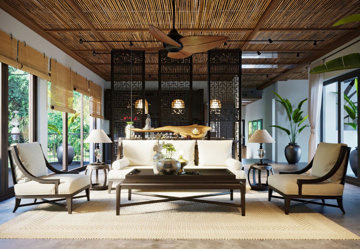 Phòng khách phong cách Indochine