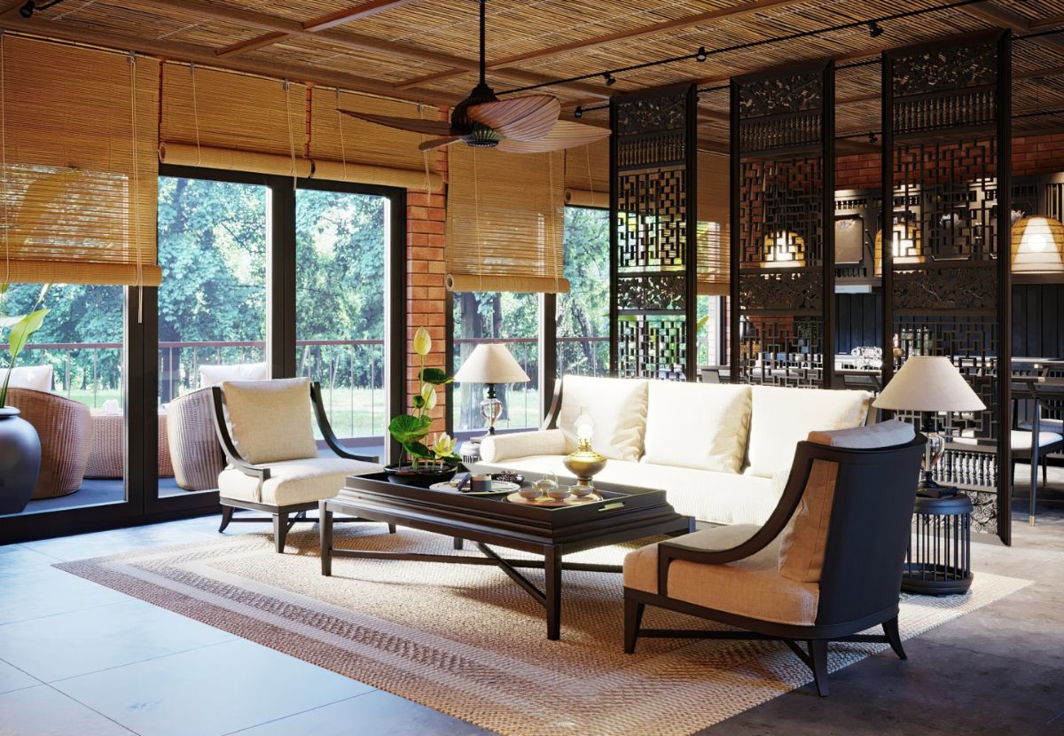 Phòng khách phong cách Indochine