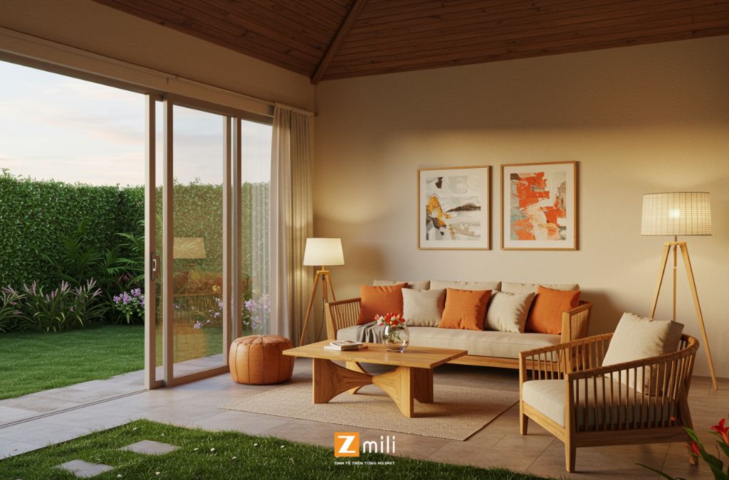 Phòng Khách Kết Nối Vườn