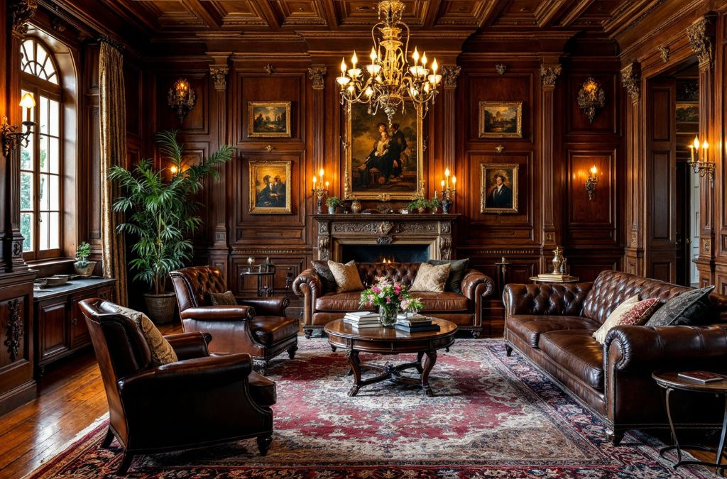 Mẫu Phòng Khách Tân Cổ Điển với nội thất gỗ chạm khắc đẳng cấp