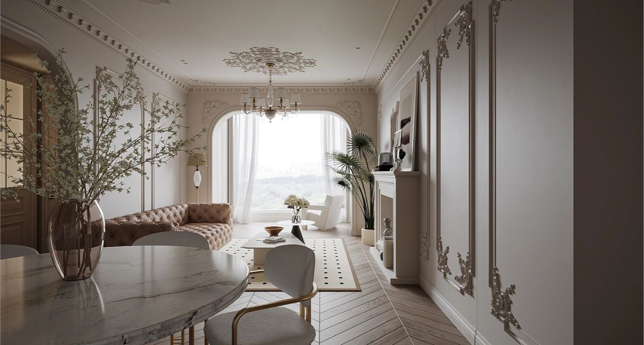 Chung cư tân cổ điển với nội thất đơn giản, sang trọng, hoàng gia