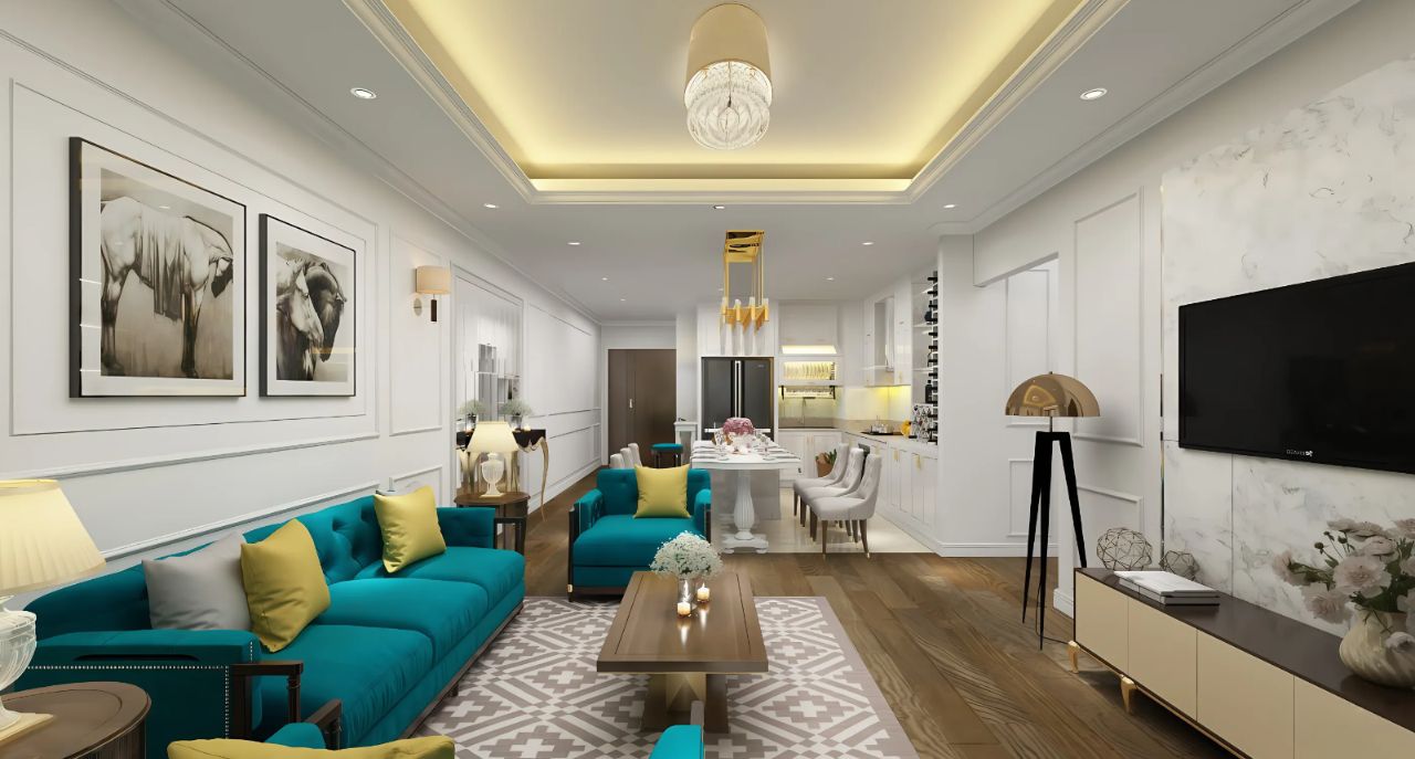 Mẫu nội thất chung cư tân cổ điển với tone màu nhã nhặn, hiện đại
