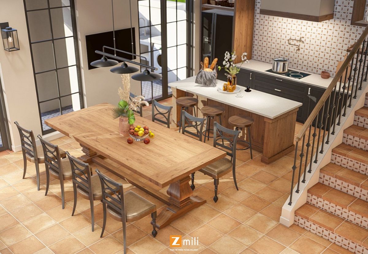 Decor nhà bếp biệt thự Tierra đẹp, đơn giản, mộc mạc