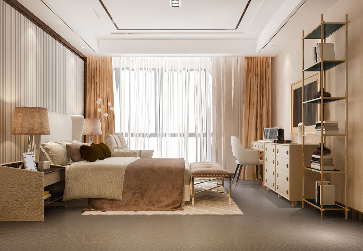 Không nên để gương đối diện gường, thay vào đó có thể để TV
