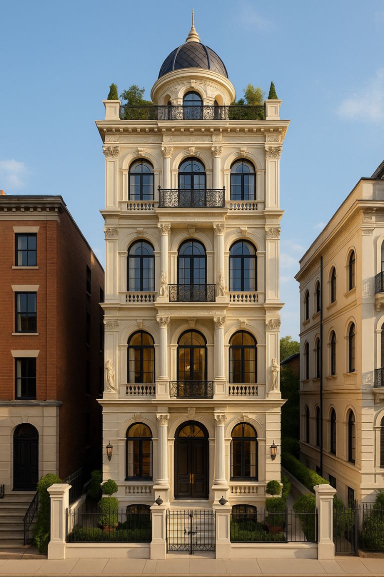 Mẫu nhà phố tân cổ điển 5 tầng sang trọng độc đáo