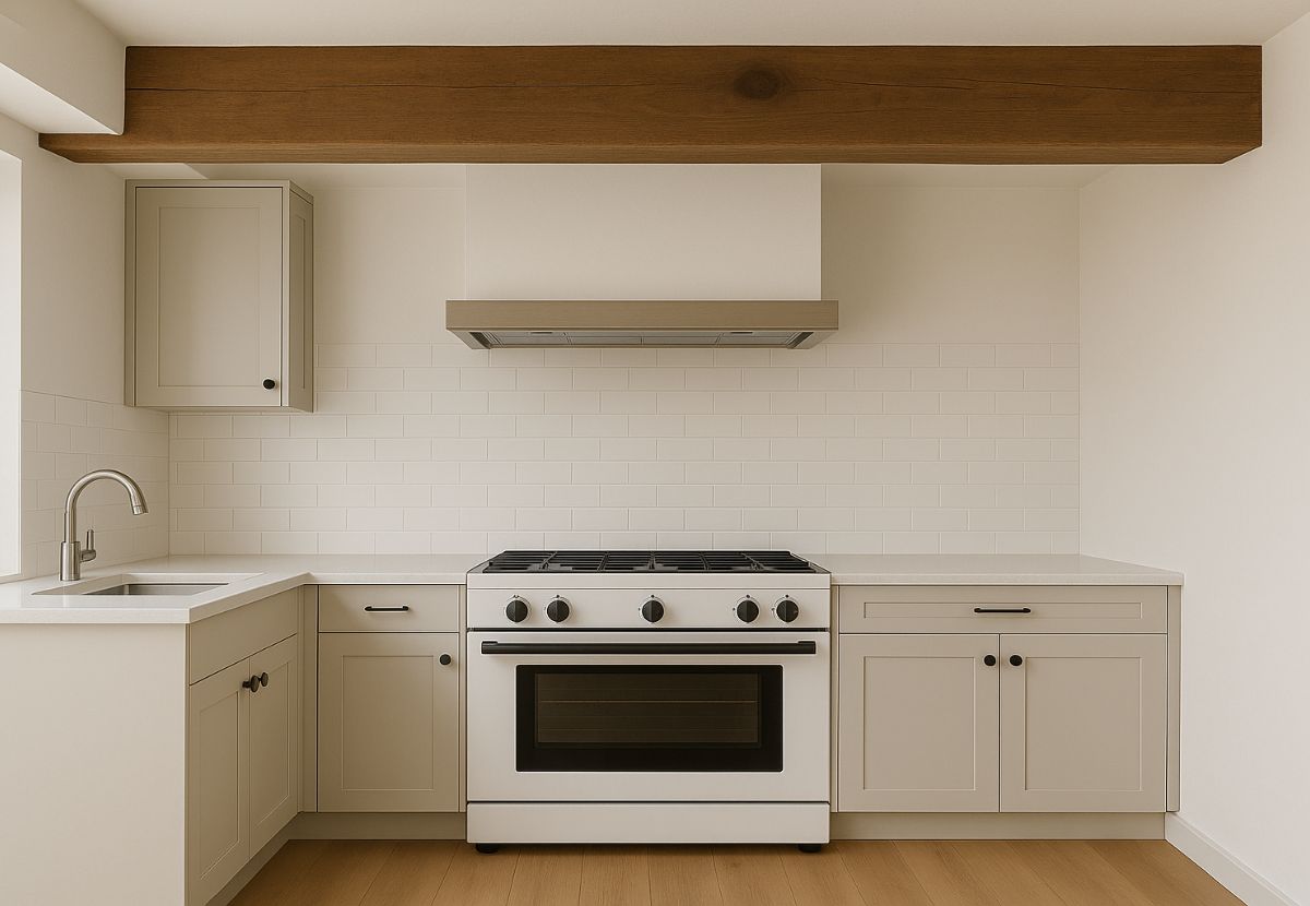 Đặt bếp dưới xà ngang dễ gây áp lực cho người đứng nấu, tạo cảm giác bị áp lực