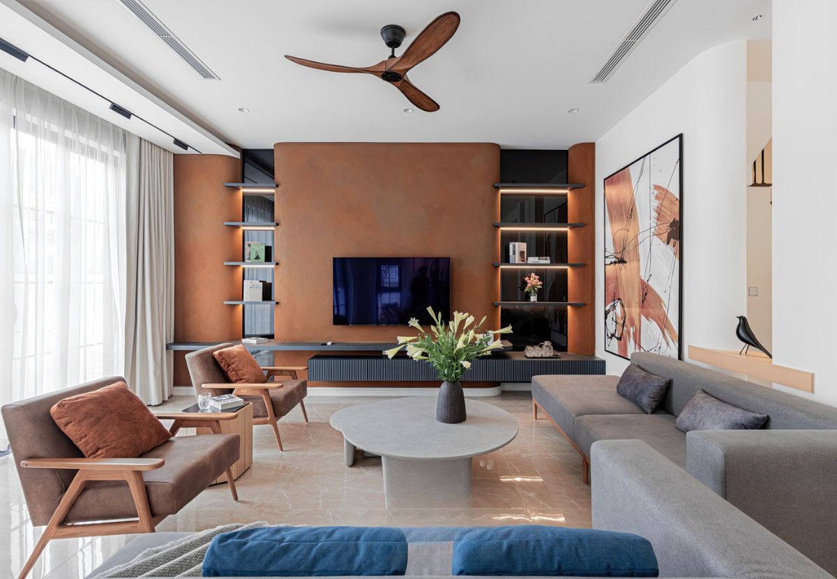 Phòng khách biệt thự Geleximco khu C với phong cách Scandinavian