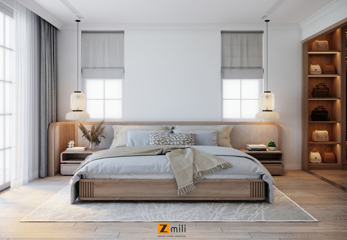 Phòng ngủ biệt thự Geleximco khu C với phong cách Scandinavian