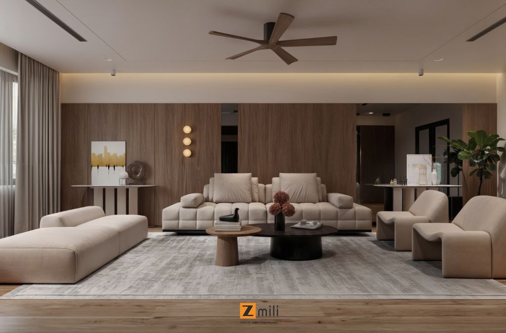 Mẫu Cải tạo phòng khách biệt thự có phong cách hiện đại