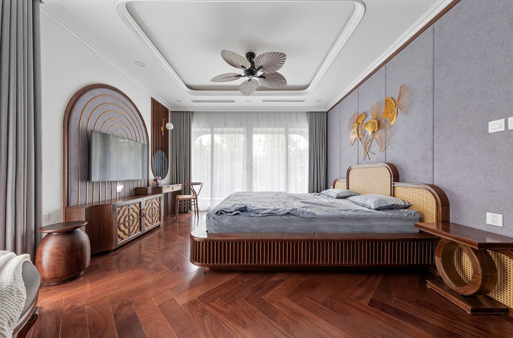 Mẫu cải tạo phòng ngủ biệt thự phong cách Indochine nhẹ nhàng, hoài niệm