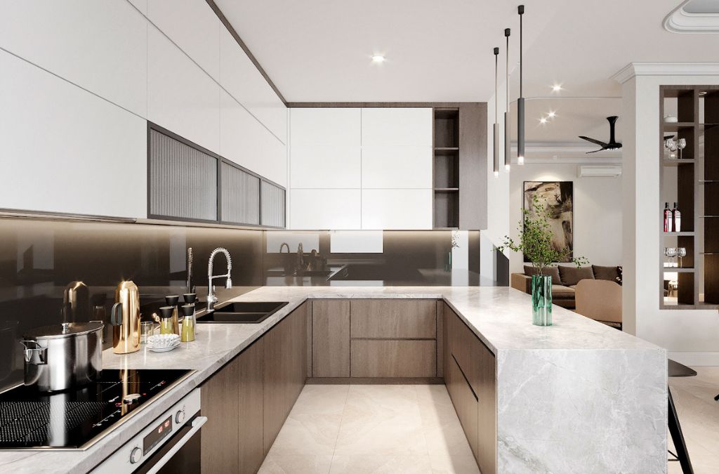 Bổ sung đảo bếp, quầy bar hoặc bàn ăn tích hợp