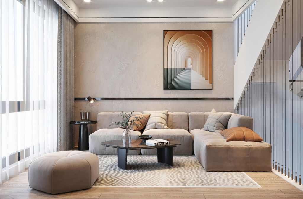 Mẫu phòng khách nhà liền kề phân khu Cọ Xanh, Vinhome Ocean Park