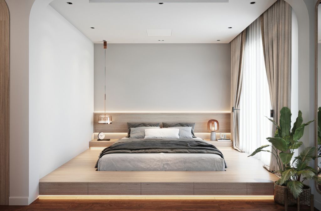 Phòng ngủ với phong cách hiện đại đẹp, sang trọng tại Vinhome Riverside