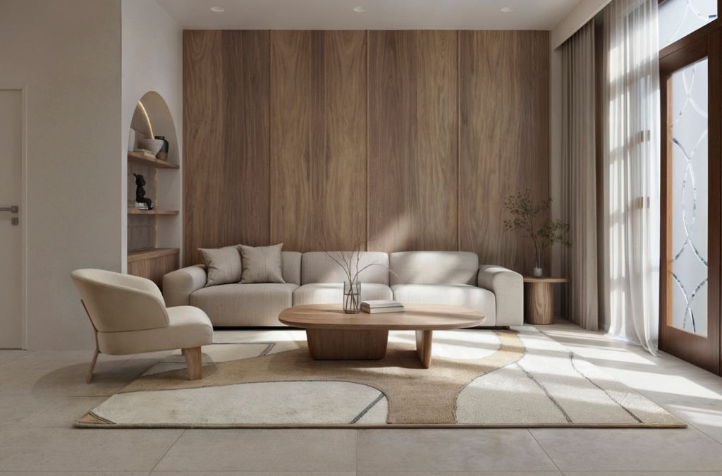 Mẫu phòng khách với phong cách Wabi - Sabi tại Vinhome OceanPark2