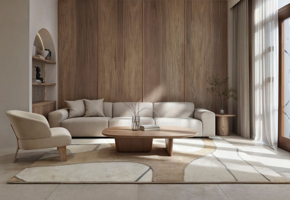 Phòng khách đảo dừa Villa với phong cách Wabi-Sabi đẹp, tinh tế