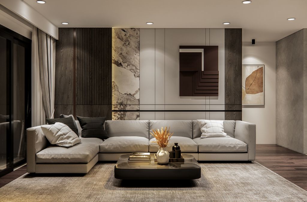 Mẫu cải tạo phòng khách căn hộ Royal City phong cách hiện đại
