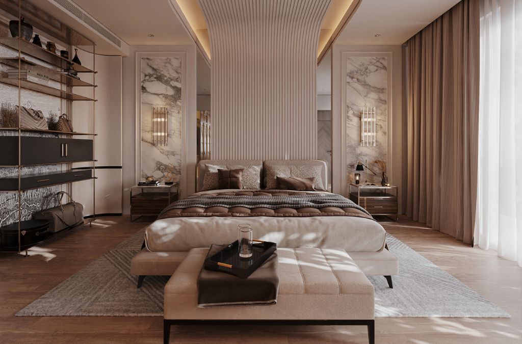 Mẫu phòng ngủ hiện đại với đường nét mềm mại, dễ chịu