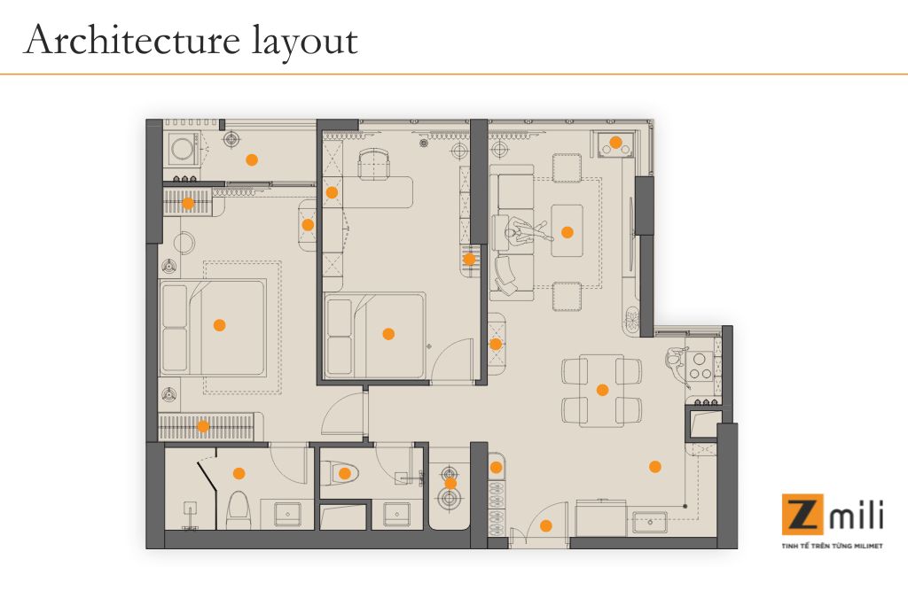 Mặt Bằng căn hộ Mipec Rubik sau khi thiết kế