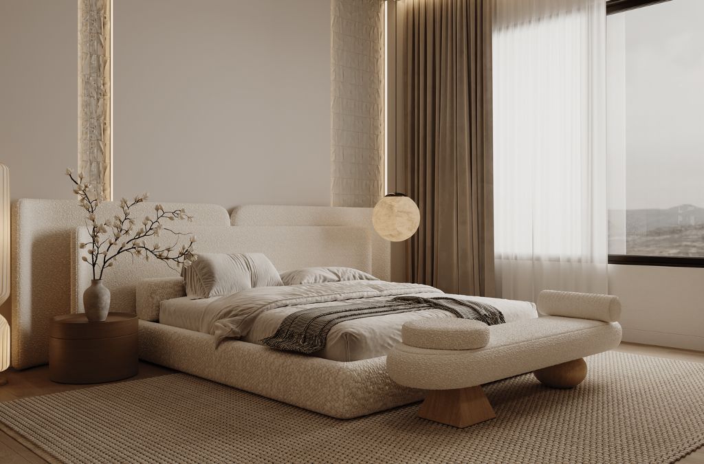 Ánh sáng được coi là 1 món nội thất trong phòng ngủ tối giản