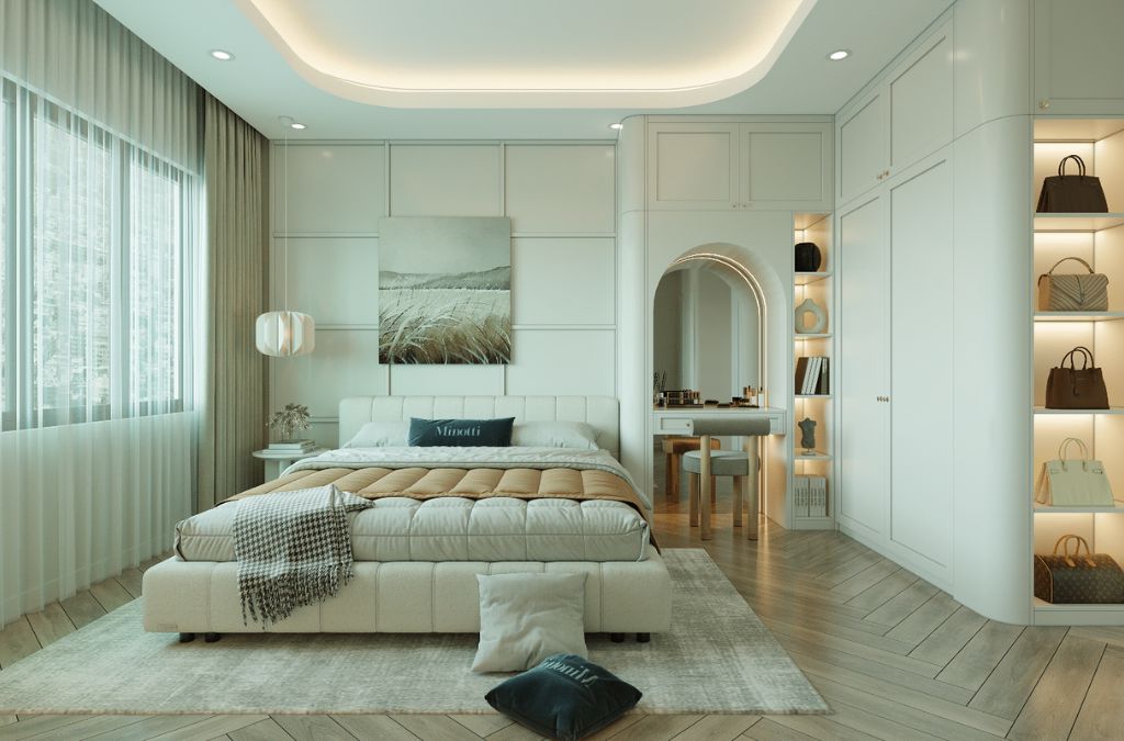 Phòng ngủ Zmili thiết kế với hệ đèn led tủ trưng bày cực chill
