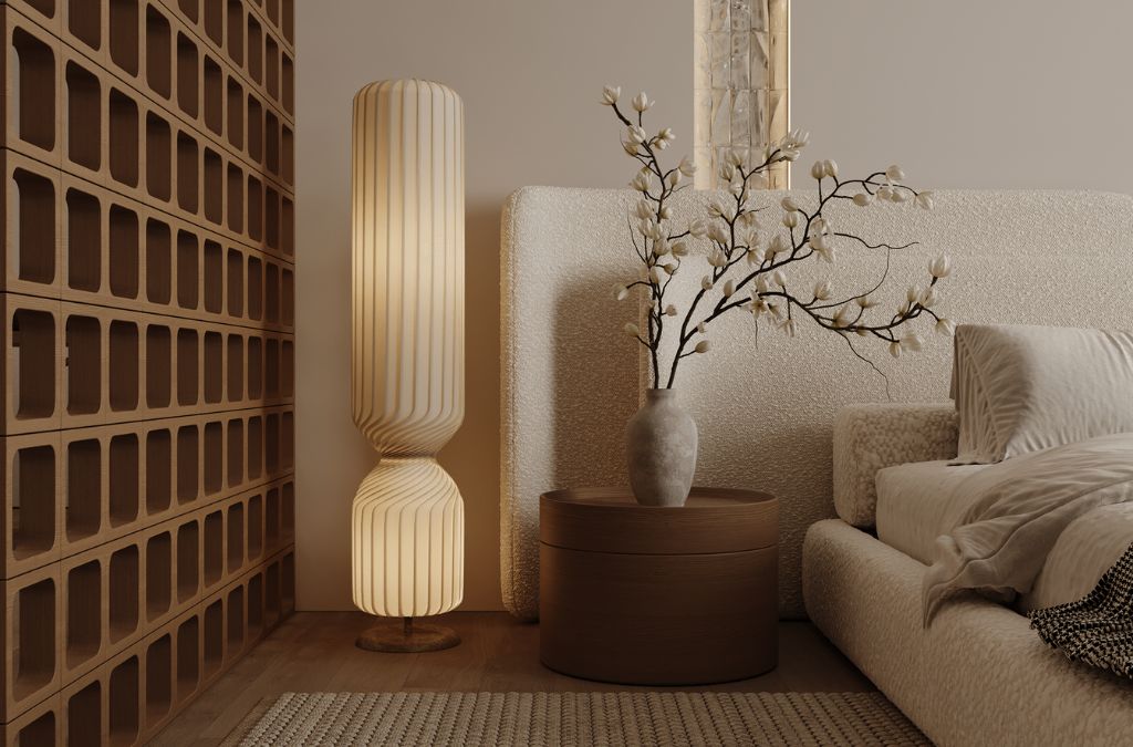 Cận cảnh đèn decor đầu giường nghệ thuật lấy sáng nhẹ