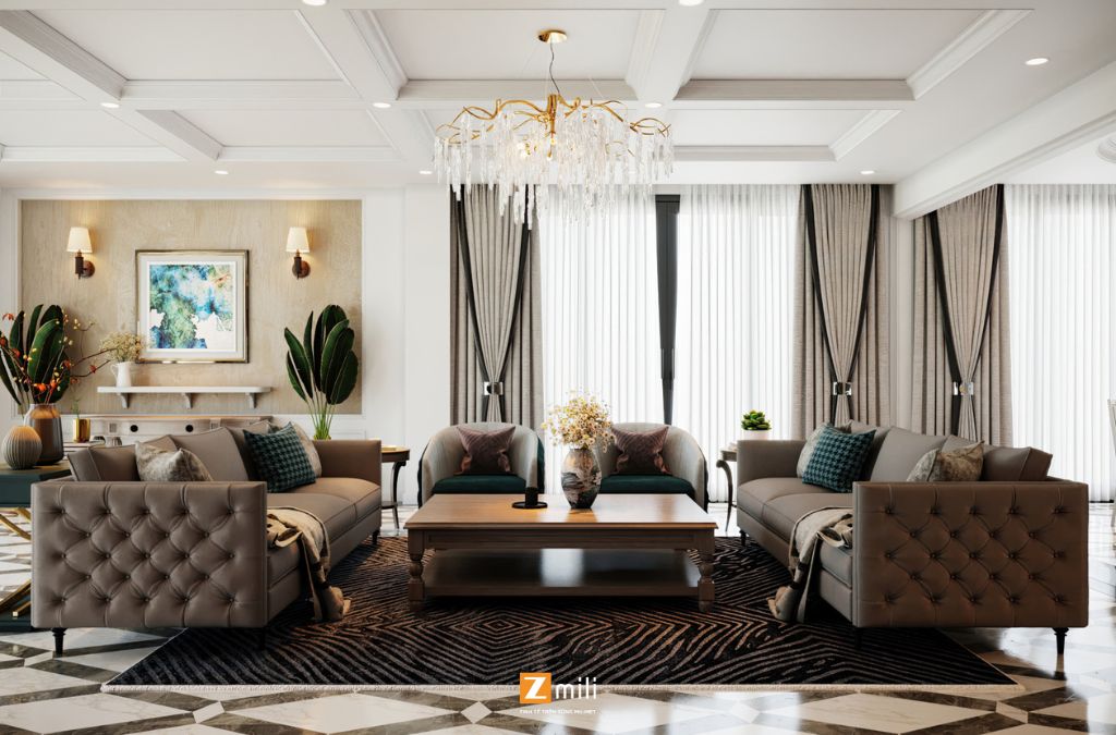 Mẫu phòng khách phong cách hiện đại, sang trọng