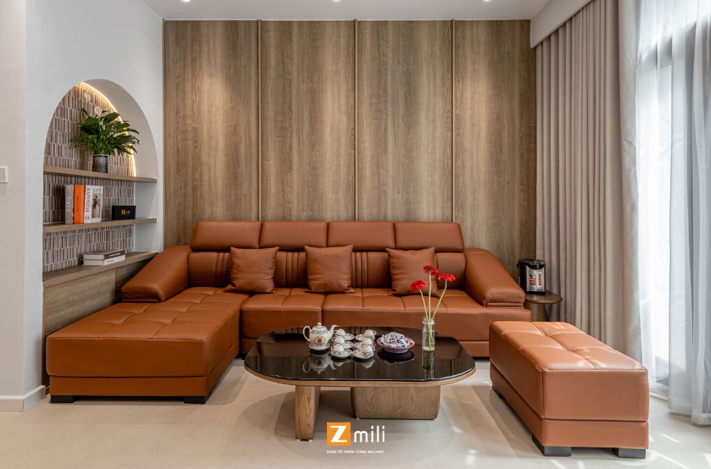 Phòng khách đảo Đừa phong cách Wabi Sabi mộc mạc, tinh tế