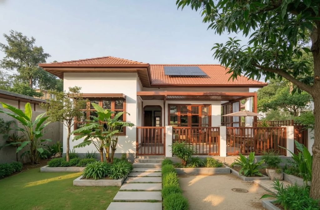 Mẫu nhà vườn mái thái với cảnh quan độc đáo, mộc mạc