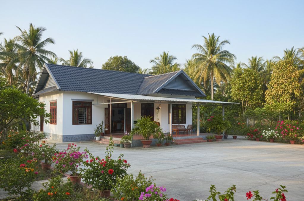 Mẫu nhà cấp 4 mái thái đơn giản, đẹp