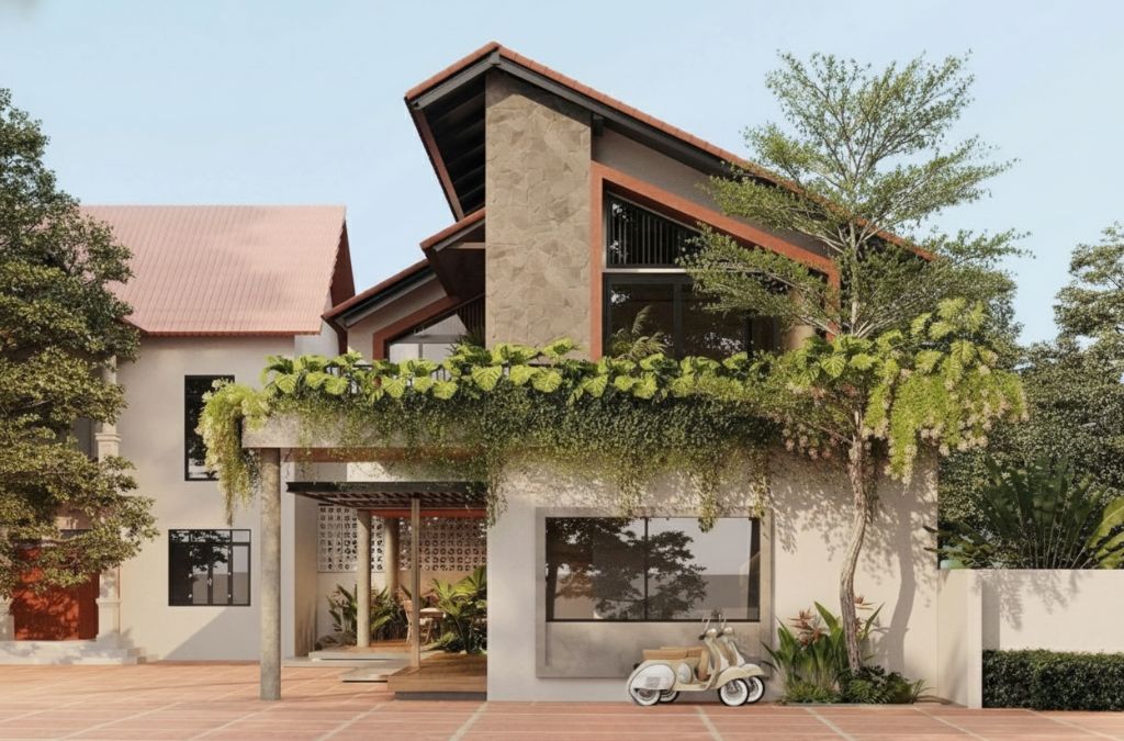 Mẫu nhà mái Thái với gác lửng độc đáo, thoáng mát