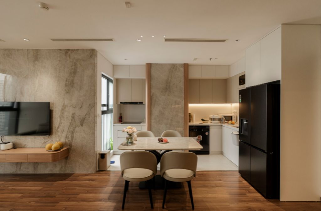 Không gian bếp với thiết kế tối ưu, giúp chủ nhà đễ dàng sử dụng