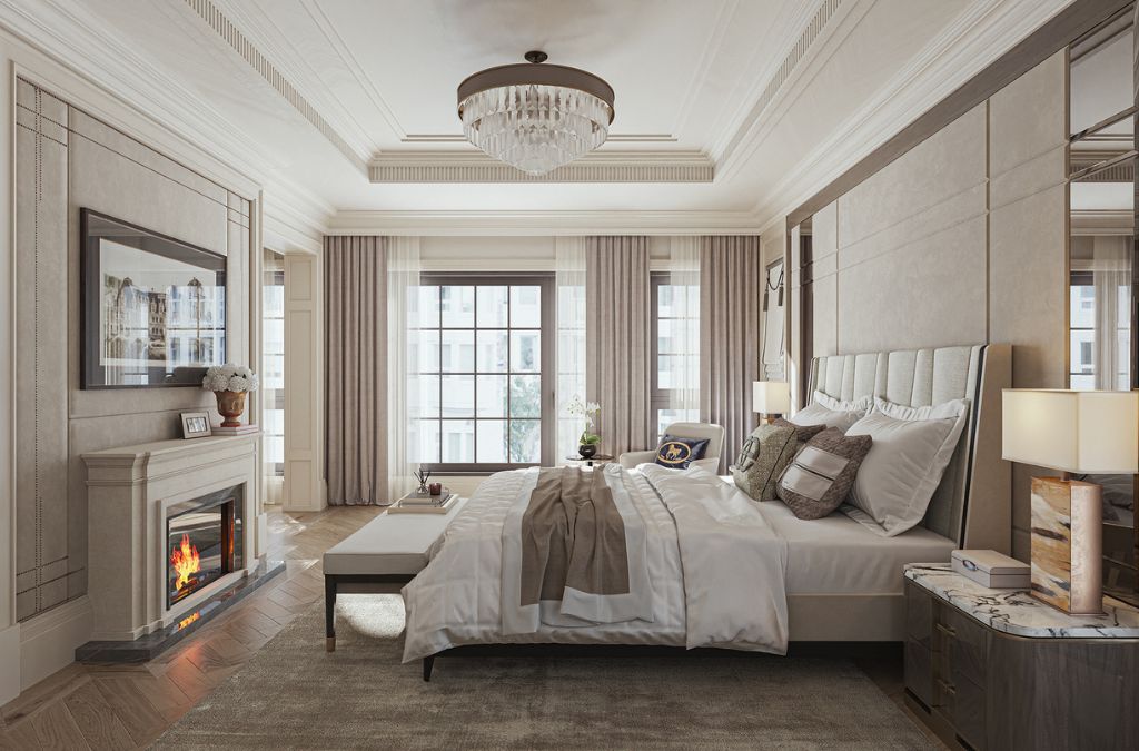 Mẫu phòng ngủ tân cổ điển với kiến trúc pháp độc đáo, sang trọng
