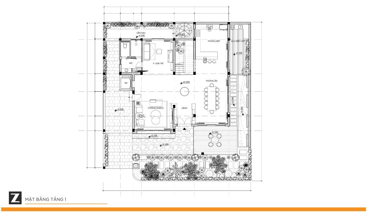 Mặt bằng tầng 1 dự án Vườn Tùng Villa