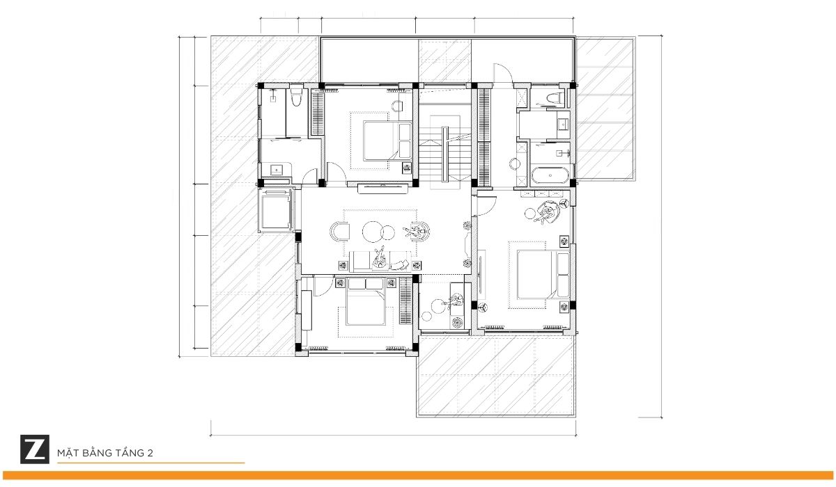 Mặt bằng tầng 2 dự án Vườn Tùng Villa