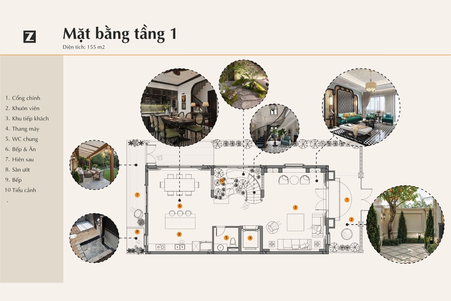 mặt bằng tầng 1 dự án biệt thự tại Vinhomes Vũ Yên