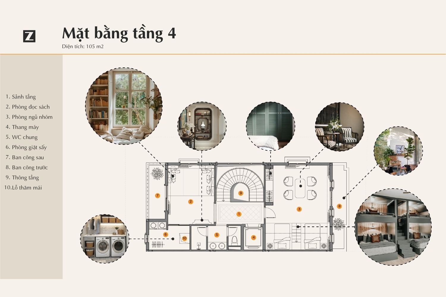 mặt bằng tầng 4 dự án biệt thự tại Vinhomes Vũ Yên