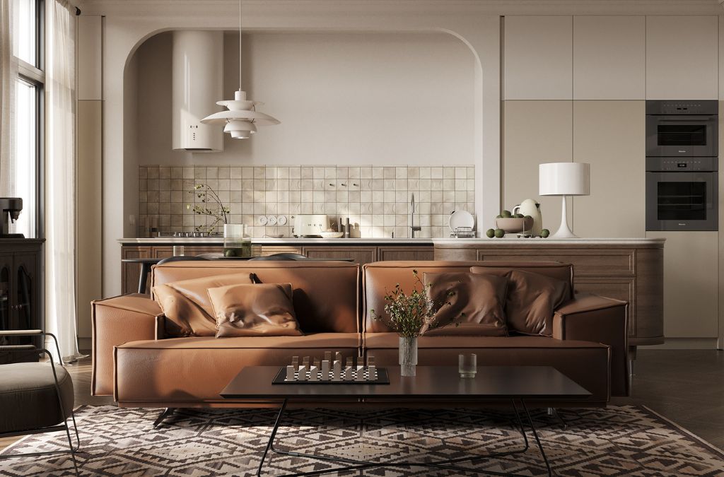 Sử dụng nội thất hiện đại với gam màu tương phản cũng là một nét độc đáo