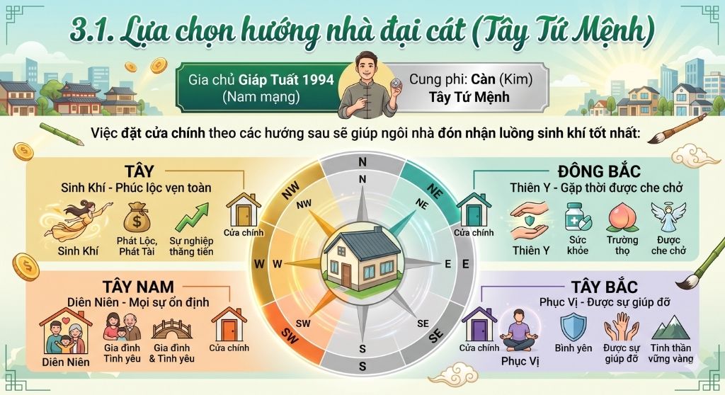 Lựa chọn hướng nhà đại cát cho gia chủ tuổi Giáp Tuất