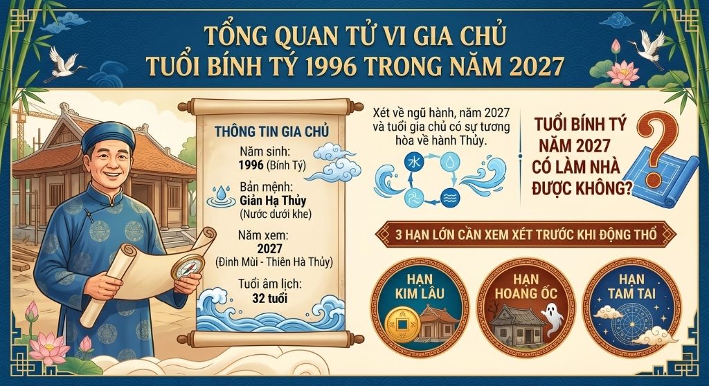 Tổng quan tử vi gia chủ tuổi Bính Tý 1996 trong năm 2027