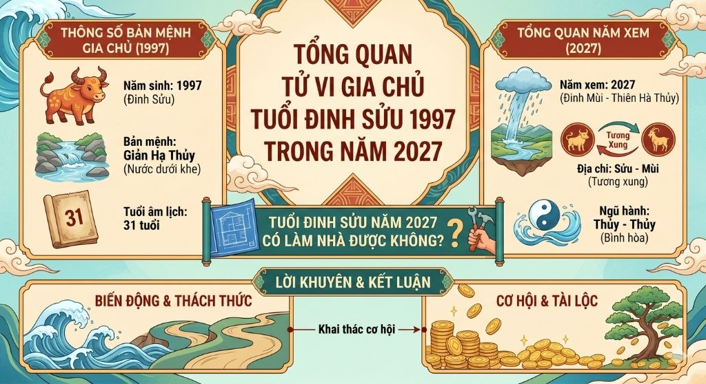 Tổng quan tử vi gia chủ tuổi Đinh Sửu 1997 trong năm 2027