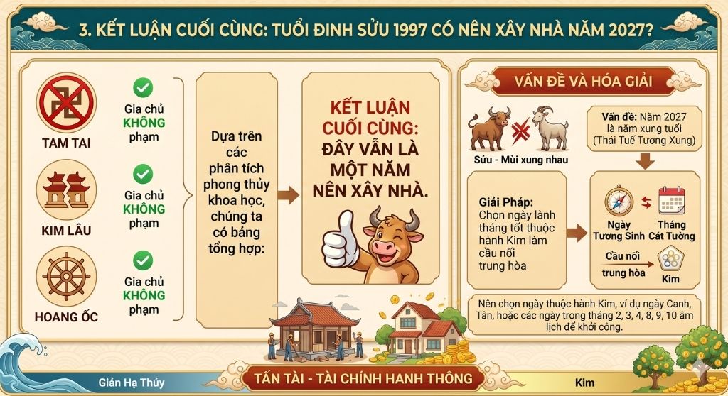 Tuổi Đinh Sửu sinh năm 1997 trong năm 2027 là một thời điểm rất tốt để làm nhà