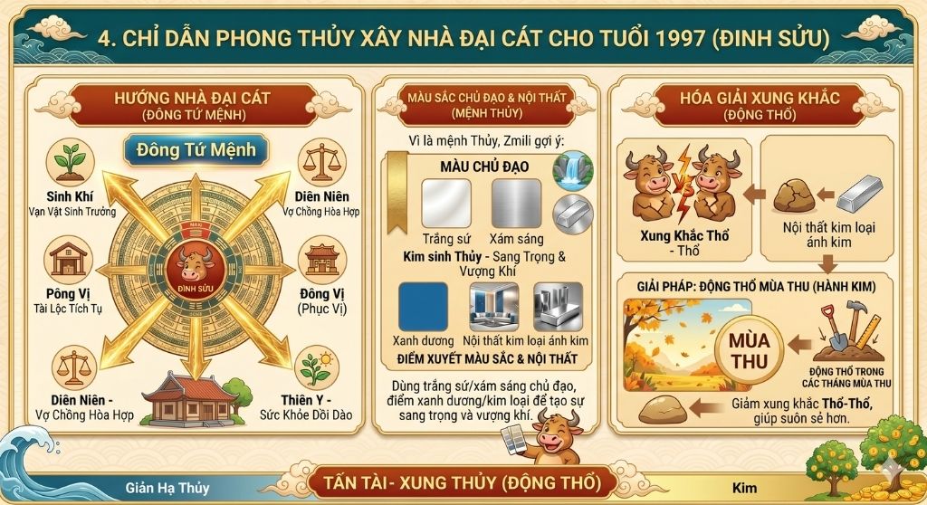 Chỉ dẫn phong thủy xây nhà đại cát cho tuổi 1997