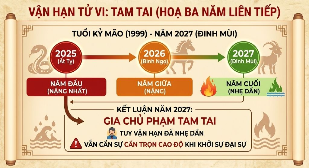 Gia chủ tuổi Kỷ Mão 1999 phạm tam tai trong năm 2027