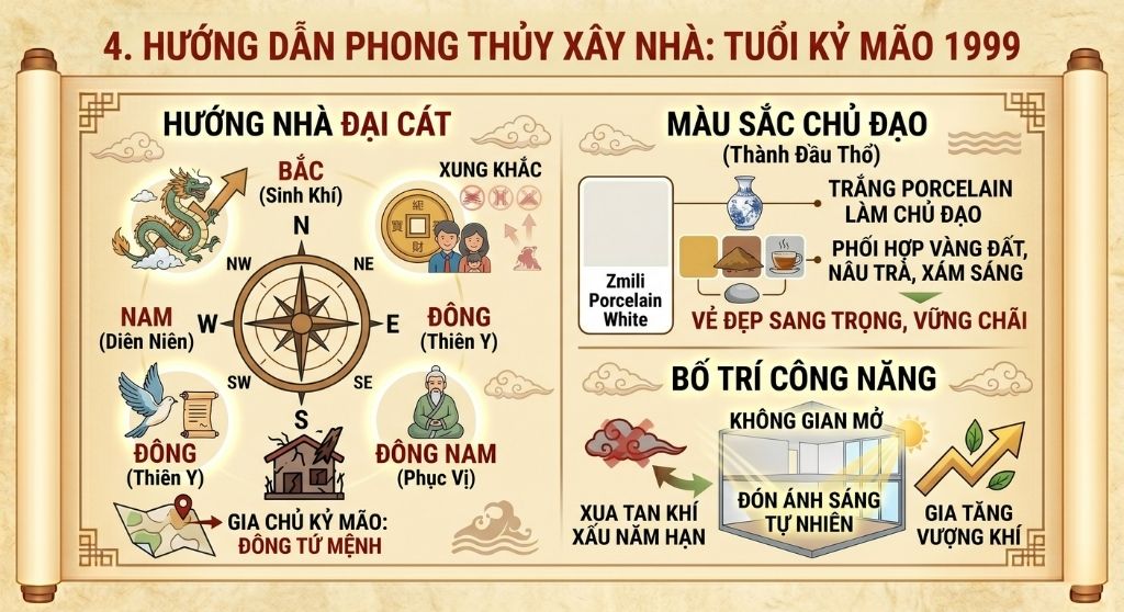 Hướng dẫn phong thủy xây nhà cho tuổi Kỷ Mão 1999