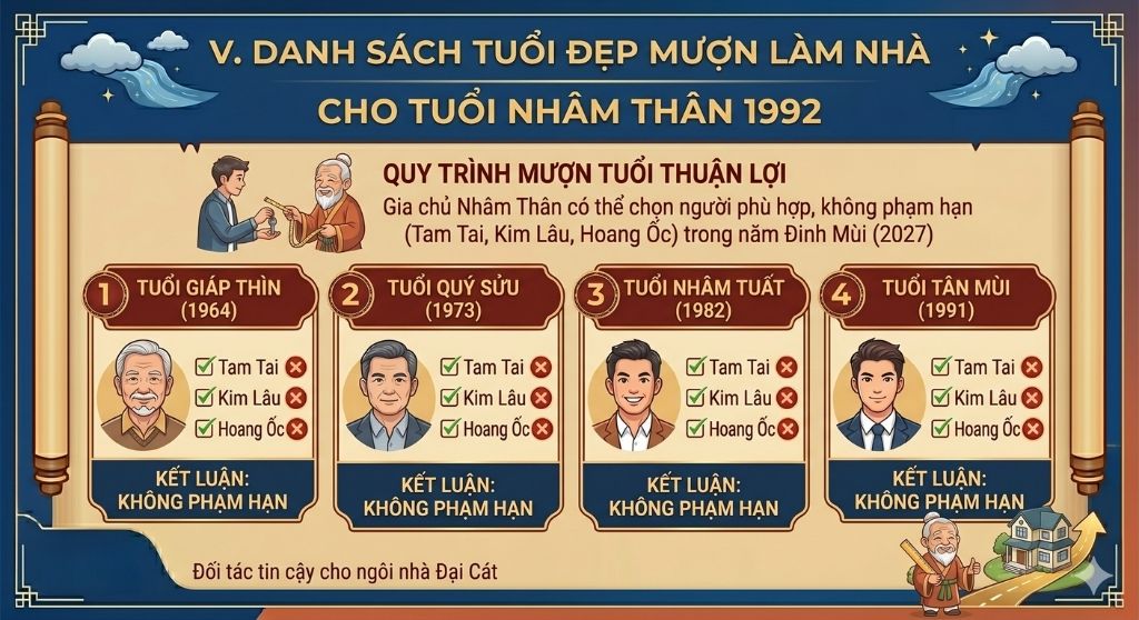 Danh sách tuổi đẹp mượn làm nhà năm 2027 cho tuổi 1992