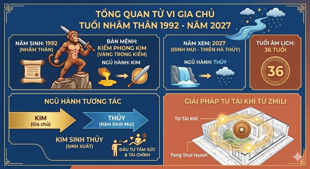 Tổng quan tử vi gia chủ tuổi Nhâm Thân 1992 trong năm 2027